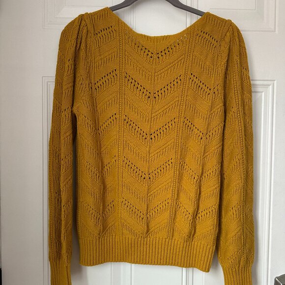 LOFT Pointelle Sweater with Puff Sleeves - Picture 2 of 4